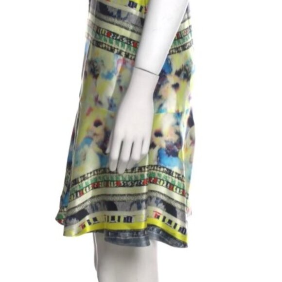Yigal Azrouel Multicolor Abstract Neon Collared A-Line Shirtdress XS (Orig $450) - Picture 6 of 7
